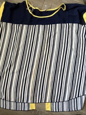 Absolute Angel Navy, White & Yellow Striped Sleeveless Blouse